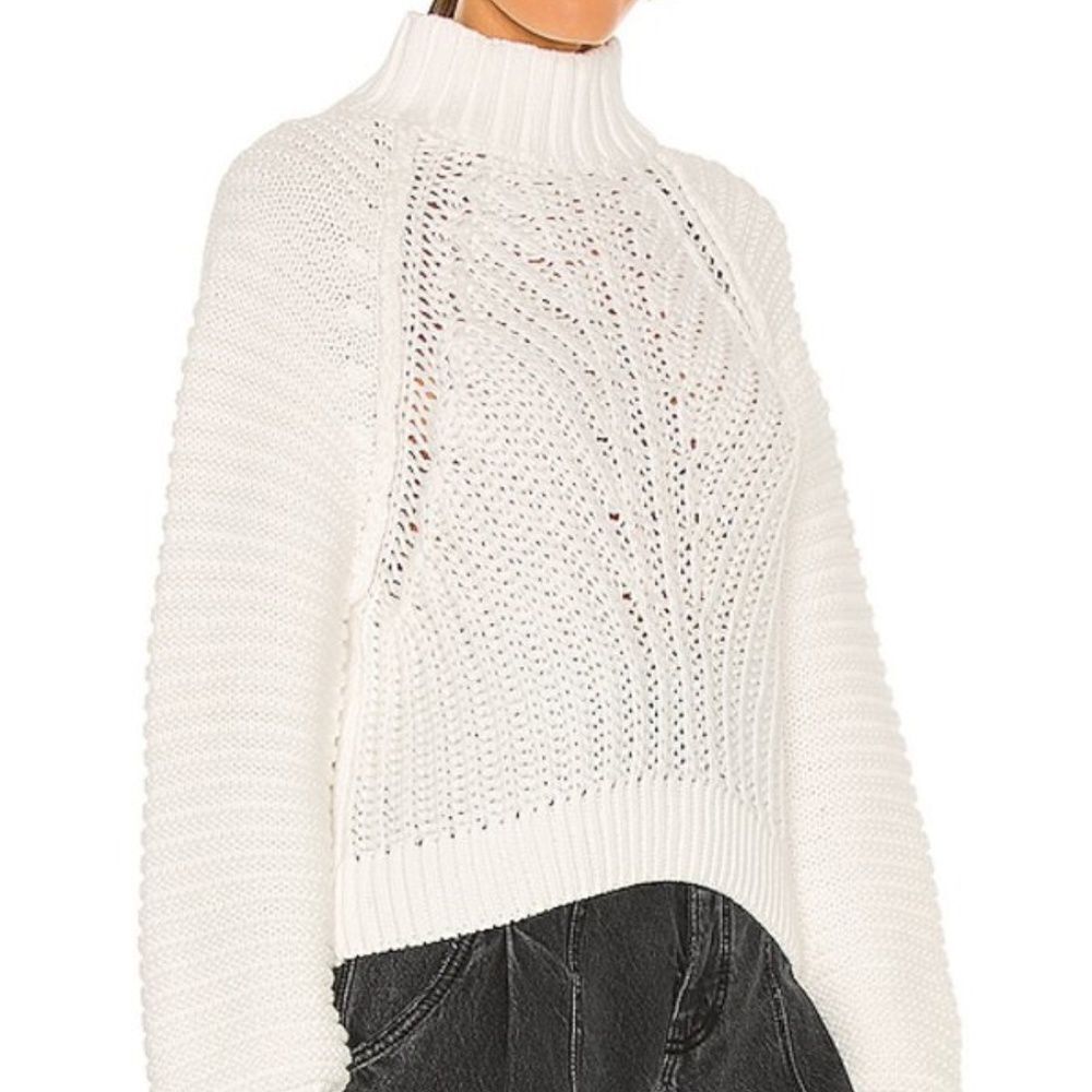 Free People Ivory Sweetheart Sweater Bishop Sleeves Sz‎ S